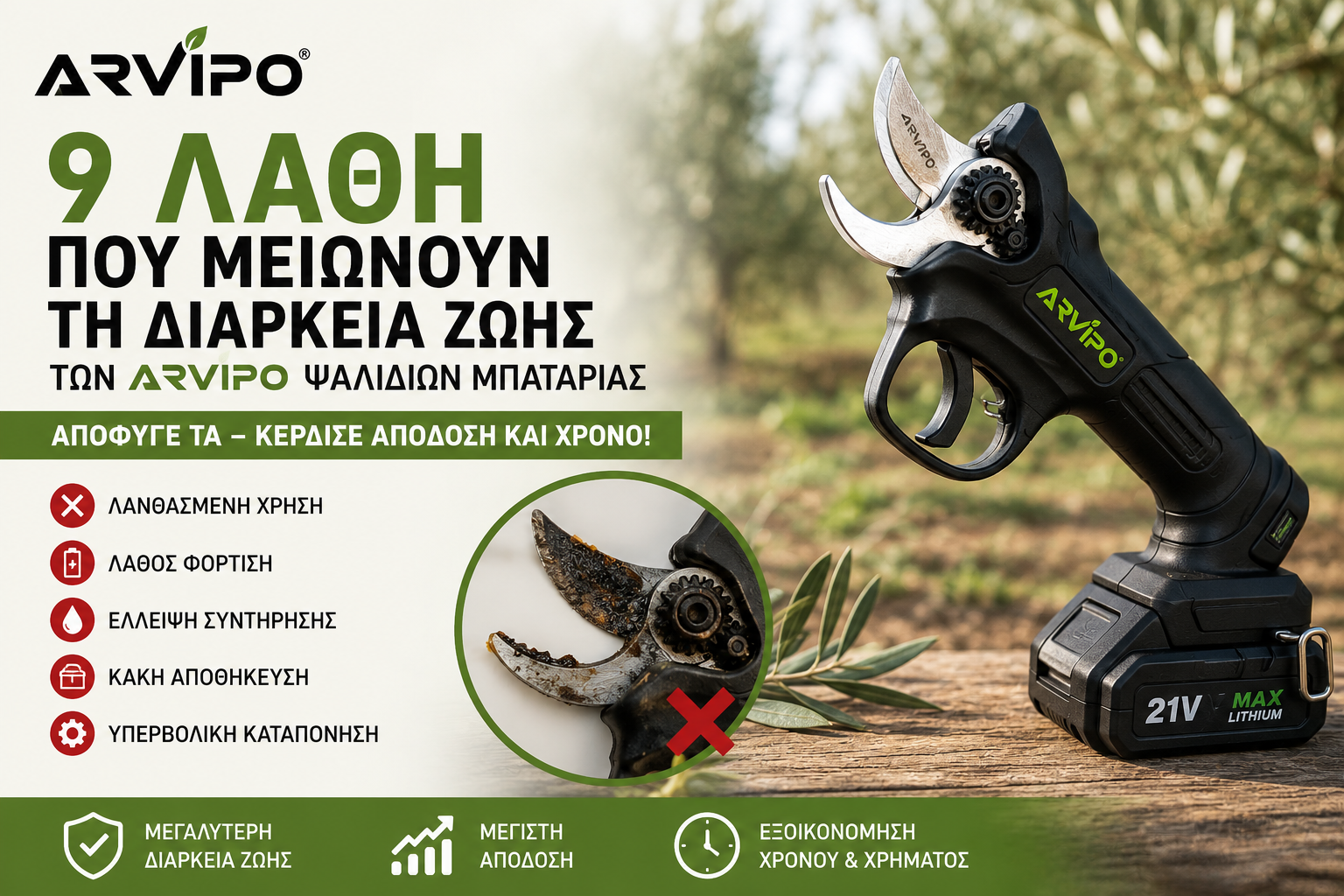 ARVIPO ψαλίδια μπαταρίας