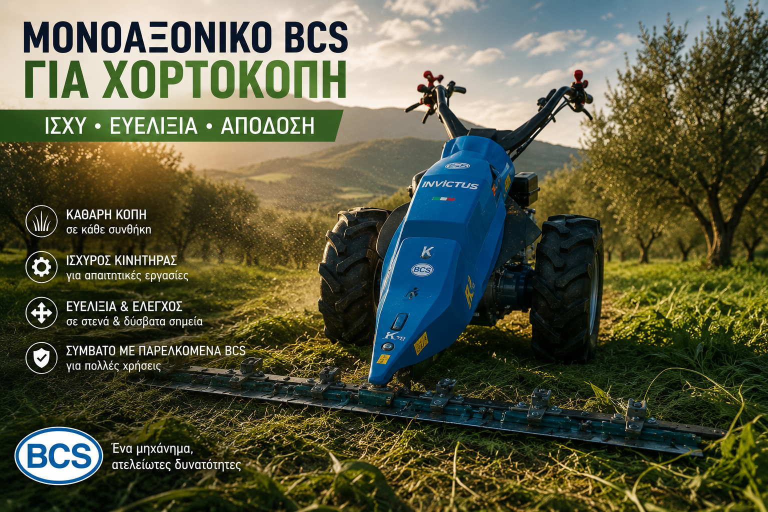 Μονοαξονικό BCS για χορτοκοπή